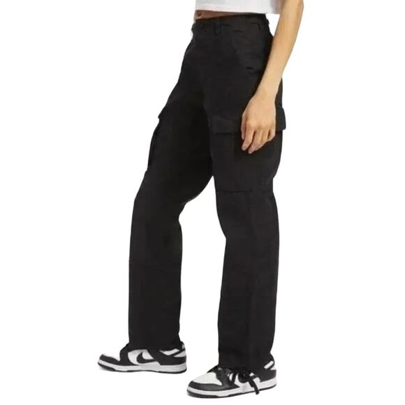 Good American Cargo Pants Womens Sz 4/27 Black Hi Rise Wide Leg Y2K Cyber Grunge - Picture 1 of 12